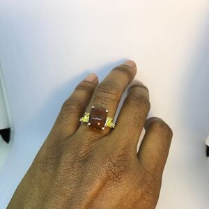 Obsidian Yellow Diamond Ring Sterling Silver Gem